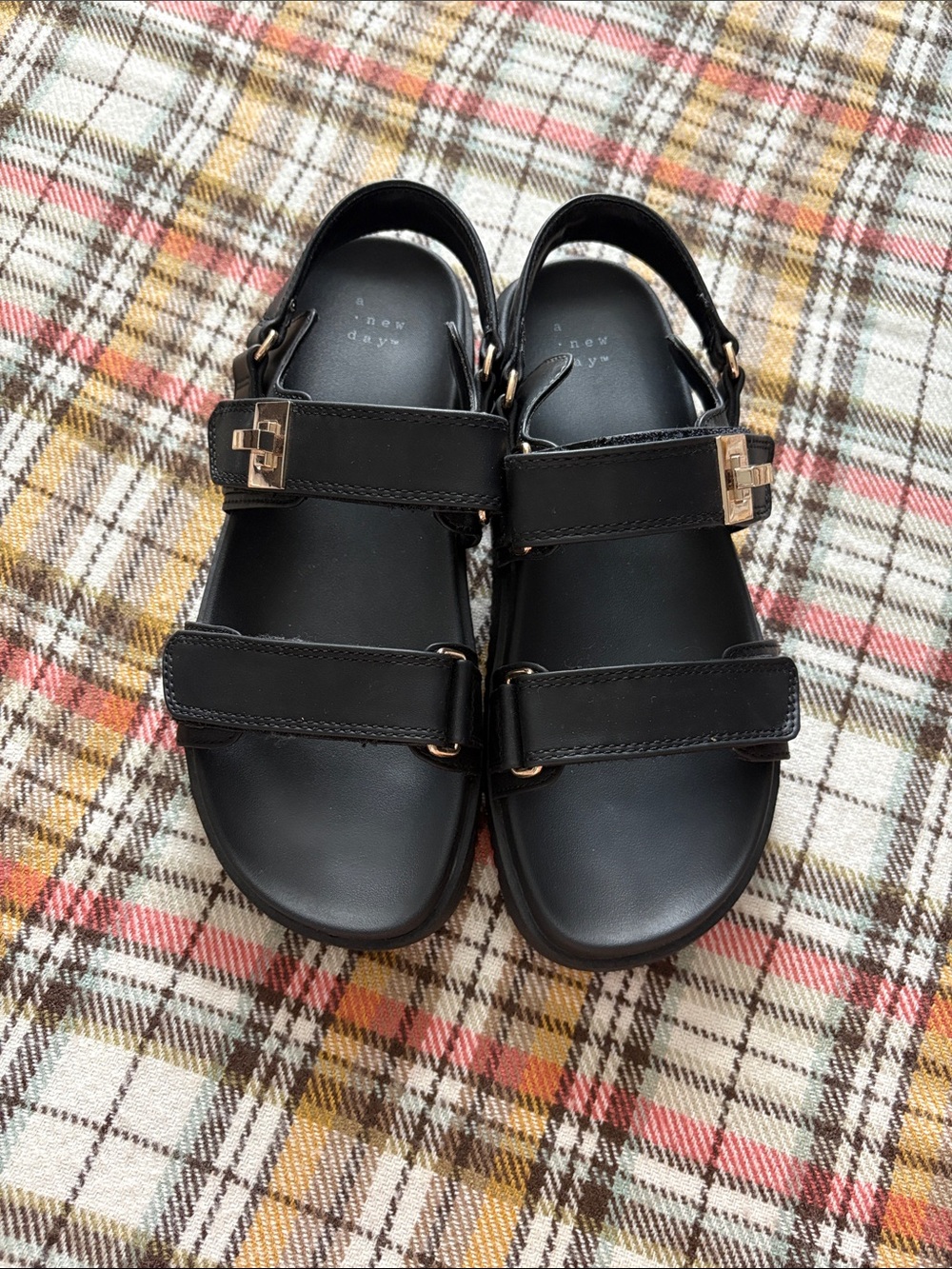 A new day Black Strappy Buckle Sandals